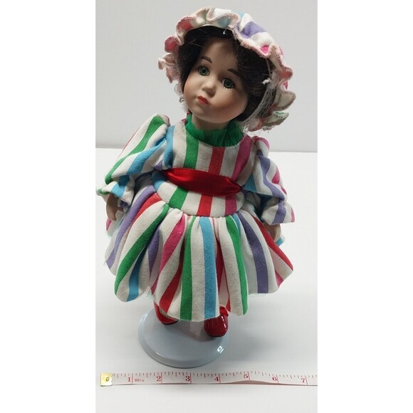 Vintage PIXIE STIX Porcelain Baby Doll Retired KATHLEEN STAYTON 11in Tall Stand - Picture 10 of 13